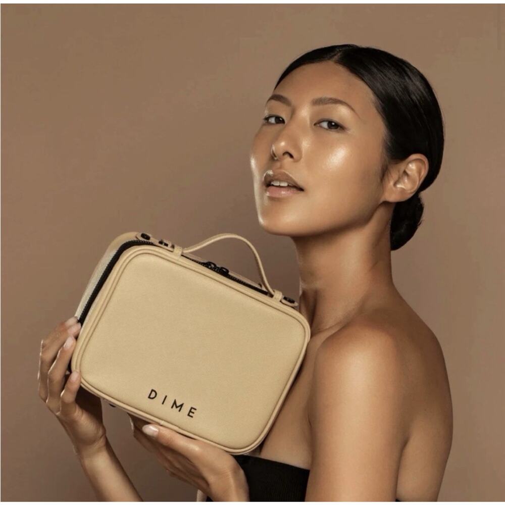Dime Beauty Makeup Skincare Travel Bag Zip‎ Compartment Biege